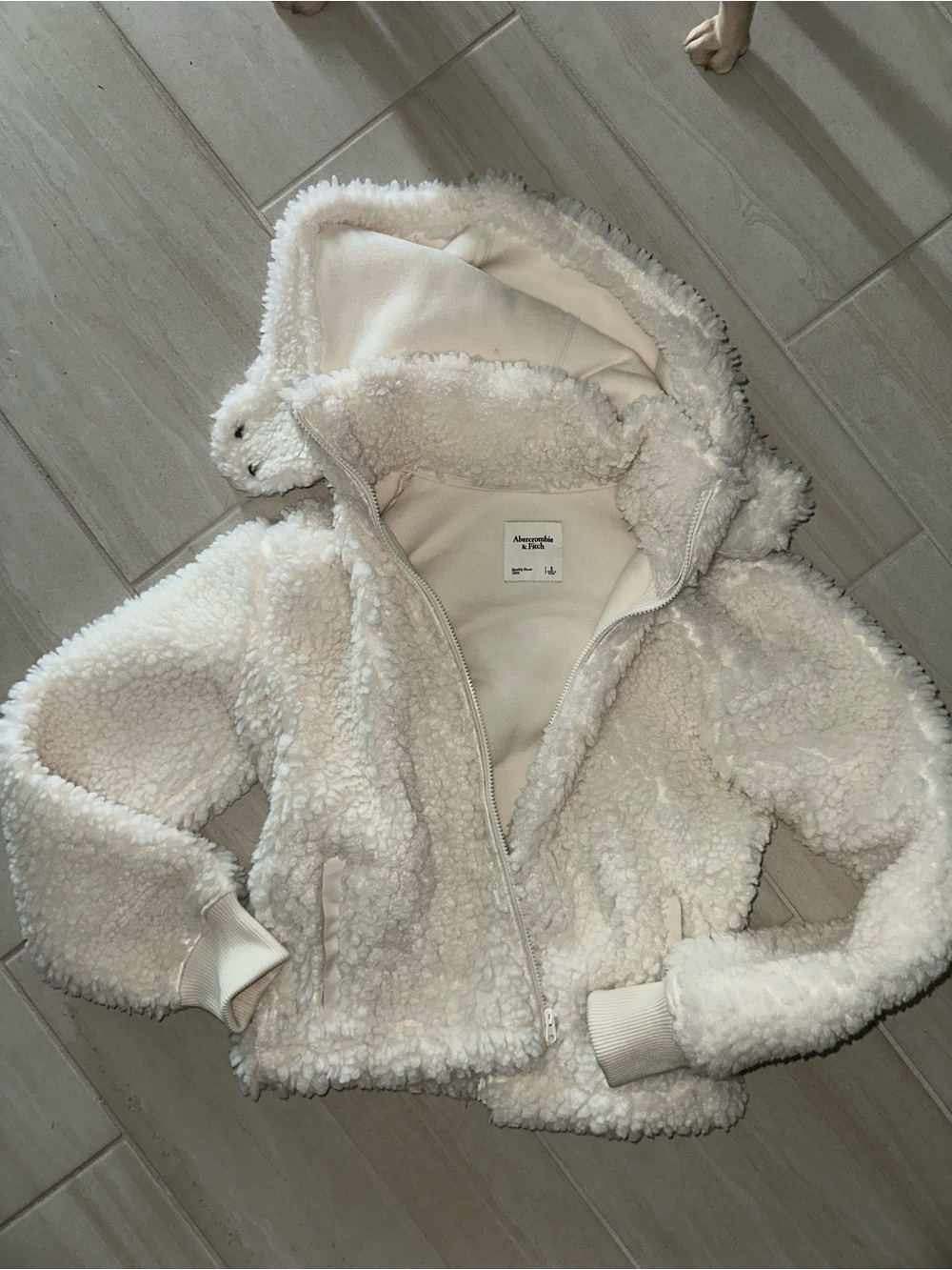 Abercrombie & Fitch Cream Sherpa Jacket